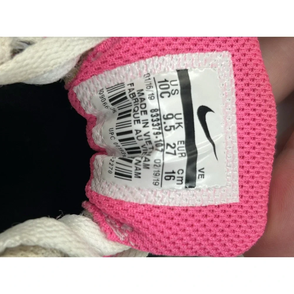 Size 10C Nike Air Max 90 Leather TD White/Pink 833379-107